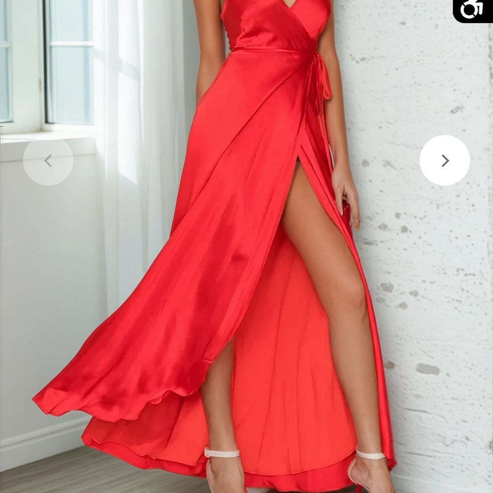 Yumi Kim Red High Low Gown V-neck Sleeveless